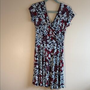 Kaileigh Floral Wrap Mini Dress - Red, White, Black